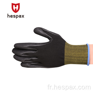 HESPAX 13G Black Sandy Nitrile Palm Construction Gants